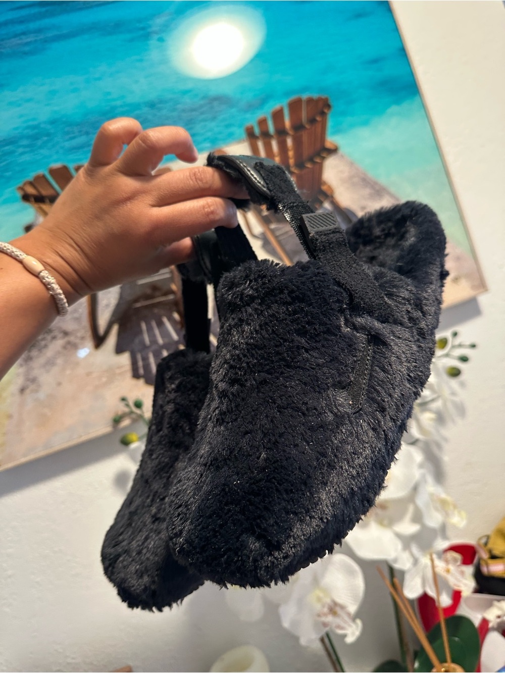 Nike Black Faux-Fur Sling Bag